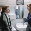 Heather Duke (l-Brendan Scannell) and Veronica Sawyer (r-Grace Victoria Cox) take a break in the girls room at Westerburgh High.  HEATHERS is a new pitch-black comedy series based on the movie of the same name which premieres on Paramount Network starting Wednesday, March 7 at 10 PM, ET/PT.