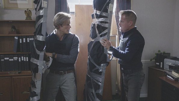 "Chisel" -- With only a chisel and matchbook, MacGyver and team must defend themselves the U.S. embassy workers in Latvia from extremists who are attempting to retrieve their leader. Also, Bozer faces a big decision now that he knows who Mac really is, on MACGYVER, Friday, Nov. 18 (8:00-9:00 PM, ET/PT) on the CBS Television Network. Pictured: Lucas Till, George Eads  Photo: CBS ÃÂ©2016 CBS Broadcasting, Inc. All Rights Reserved