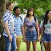 "Bozer + Booze + Back to School" -- MacGyver, Riley, Bozer and Leanna go undercover on a college campus to smoke out a deep-cover operative who is recruiting students to carry out deadly attacks around the world. Also, Jack joins bounty hunter Billy Colton (Lance Gross) in the hunt for a bail jumper but is concerned when he finds out Billy offered Riley a job, on MACGYVER, Friday, Oct. 12 (8:00-9:00 PM, ET/PT) on the CBS Television Network.  Pictured:  Lucas Till, Justin Hires, Reign Edwards, Tristin Mays Photo: Annette Brown/CBS ÃÂ©2018 CBS Broadcasting, Inc. All Rights Reserved