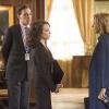 "Face the Nation" -- As Elizabeth struggles to hold herself together emotionally following the attack in Iran, she works to prevent an ecological disaster in the Amazon, and prepares for a national television appearance on "Face the Nation." Also, she and Henry disagree about the level of protection Jason should have at his new school, on MADAM SECRETARY, Sunday, March 22 (8:00-9:00 PM, ET/PT) on the CBS Television Network. Blake Moran (Erich Bergen), from left, Nadine Tolliver (Bebe Neuwirth) and Elizabeth McCord (TÃÂ©a Leoni), shown. Photo: Barbara Nitke/CBS ÃÂ©2015 CBS Broadcasting, Inc.All Rights Reserved