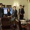 "Russian Roulette"--Shortly before Elizabeth is set to deliver a speech at the UN accusing Russia for the attack of Air Force One,  Henry shares information with her that makes her question the theory, on MADAM SECRETARY, Sunday, Nov 29 (8:30--9:30 PM, ET, 8:00--9:00 PM, PT) on the CBS Television Network. Pictured L-R: Geoffrey Arend as Matt Mahoney, Bebe Neuwirth as Nadine Tolliver, Sebastian Arcelus as Jay Whitman, Erich Bergen as Blake Moran, and Patina Miller as Daisy Grant  Photo: Sarah Shatz/CBS ÃÂ©2015 CBS Broadcasting, Inc. All Rights Reserved