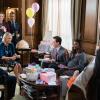 "The Essentials" -- With a government shutdown looming, Elizabeth must think outside the box to help fund an electrical grid in a Syrian refugee camp, before riots break out in the country due to the lack of electricity and water. Also, Henry searches for Dmitri when he goes missing, on MADAM SECRETARY, Sunday, Oct. 22 (10:30-11:30 PM, ET/10:00-11:00 PM, PT) on the CBS Television Network. Pictured(l-r) Geoffrey Arend as  Matt Mahoney, TÃÂ©a Leoni as Elizabeth McCord, Erich Bergen as Blake Moran and Patina Miller as Daisy Grant Photo: David M. Russell/CBS ÃÂ©2017 CBS Broadcasting, Inc. All Rights Reserved