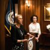"The Essentials" -- With a government shutdown looming, Elizabeth must think outside the box to help fund an electrical grid in a Syrian refugee camp, before riots break out in the country due to the lack of electricity and water. Also, Henry searches for Dmitri when he goes missing, on MADAM SECRETARY, Sunday, Oct. 22 (10:30-11:30 PM, ET/10:00-11:00 PM on the CBS Television Network. Pictured (L-R) TÃÂ©a Leoni as Elizabeth McCord and Bebe Neuwirth as  Nadine Tolliver,    Photo: David M. Russell/CBS ÃÂ©2017 CBS Broadcasting, Inc. All Rights Reserved