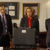 "Minefield" -- Secretary of State McCord reluctantly agrees to host a holiday party in the hopes of persuading senators in attendance to pass a treaty that requires countries to destroy landmines.  Also, Henry tries to find evidence that the Senate Majority Leader exchanged information with the Russians, on MADAM SECRETARY, Sunday, Dec. 10 (10:00-11:00 PM, ET/PT) on the CBS Television Network. Pictured (L-R) Sebastian Arcelus as Jay Whitman , TÃÂ©a Leoni as Elizabeth McCord, Erich Bergen as Blake Moran and Sara Ramirez as Kat Sandoval  Photo: Myles Aronowitz /CBS 2017ÃÂ©CBS Broadcasting Inc. All Rights Reserved