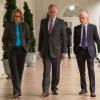 "Night Watch" -- Elizabeth (TÃÂ©a Leoni) and cabinet members brace for the fallout at home and abroad as President Dalton (Keith Carradine) prepares for a retaliatory nuclear attack on a country that has reportedly just launched missiles bound for the U.S on MADAM SECRETARY, Sunday, May 20 (10:00-11:00 PM ET/PT) on the CBS Television Network. Pictured (L-R) TÃÂ©a Leoni as Elizabeth McCord, Keith Carradine as President Conrad Dalton and ÃÂ½eljko Ivanek as Russell Jackson  Photo: Jeff Neumann/CBS ÃÂ©2018 CBS Broadcasting, Inc. All Rights Reserved