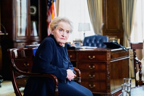 "E Pluribus Unum"-- Former Secretaries of State Hillary Clinton, General Colin Powell and Madeleine Albright joined TÃÂ©a Leoni on set at Madam Secretary. In this upcoming episode, Secretary of State Elizabeth McCord turns to the former Secretaries of State to ask their advice on how to respond to a delicate situation, in the fifth season premiere of MADAM SECRETARY, Sunday, October 7 (10:00-11:00 PM ET/PT) on the CBS Television Network. Pictured: Madeleine Albright. Photo: David M. Russell/CBSÃÂ©2018 CBS Broadcasting, Inc. All Rights Reserved