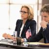 "EyjafjallajÃÂ¶kull" -- When the eruption of an Icelandic volcano strands Elizabeth at an airport in Ireland with the Turkish foreign minister, she tries to broker a deal with him to save the lives of thousands of Syrian refugees. Also, Henry gives advice to Alison about an awkward topic, on MADAM SECRETARY, Sunday, Nov. 11 (10:30-11:30 PM, ET/10:00-11:00 PM, PT) on the CBS Television Network. Pictured (L-R)  TÃÂ©a Leoni as Elizabeth Adams McCord and Sebastian Arcelus as Jay Whitman   Photo: Sarah Shatz /CBS ÃÂ©2018 CBS Broadcasting Inc. All Rights Reserved.