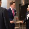 "EyjafjallajÃÂ¶kull" -- When the eruption of an Icelandic volcano strands Elizabeth at an airport in Ireland with the Turkish foreign minister, she tries to broker a deal with him to save the lives of thousands of Syrian refugees. Also, Henry gives advice to Alison about an awkward topic, on MADAM SECRETARY, Sunday, Nov. 11 (10:30-11:30 PM, ET/10:00-11:00 PM, PT) on the CBS Television Network. Pictured (L-R) Sebastian Arcelus as Jay Whitman, Erich Bergen as Blake Moran and TÃÂ©a Leoni as Elizabeth Adams McCord    Photo: Sarah Shatz /CBS ÃÂ©2018 CBS Broadcasting Inc. All Rights Reserved.