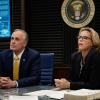 "The Courage to Continue" -- When Haiti\'s democracy is threatened by a president who refuses to step down after losing the election, Elizabeth tries to solve the problem without resorting to military action. Also, Blake has one week to find a new job before Elizabeth fires him as her assistant, on MADAM SECRETARY, Sunday, Nov. 25 (10:30-11:30 PM, ET/10:00-11:00 PM, PT) on the CBS Television Network. Pictured (L-R) Keith Carradine as President Dalton and  TÃÂ©a Leoni as Elizabeth Adams McCord   Photo: David M. Russell/CBS ÃÂ©2018 CBS Broadcasting, Inc. All Rights Reserved