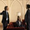 "Between the Seats" -- Elizabeth visits the Middle East to finalize a deal to bring U.S. troops home, but complications arise when a local woman\'s life is threatened by rumors of a romance with one of Elizabeth\'s staffers. Also, Henry provides relationship advice to Elizabeth\'s brother, Will (Eric Stoltz), on MADAM SECRETARY, Sunday, March 3 (10:00-11:00 PM, ET/PT) on the CBS Television Network. Pictured (L-R) Sebastian Arcelus as Jay Whitman, Patina Miller as Daisy Grant and Geoffrey Arend as Matt Mahoney   Photo: Mark Schafer/CBS ÃÂ©2018 CBS Broadcasting Inc. All Rights Reserved.