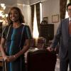 "Better Angels" - As Elizabeth prepares to leave the State Department and announce her run for president, anti-globalist terrorists attack the United Nations delegation in Geneva who are there to sign the Climate Migration treaty, on the fifth season finale of MADAM SECRETARY, Sunday, April 21 (10:00-11:00 PM, ET/PT) on the CBS Television Network. Pictured (L-R): Patina Miller as Daisy Grant and Geoffrey Arend as Matt Mahoney. Photo: Sarah Shatz/CBS 2019 CBS Broadcasting Inc. All Rights Reserved.