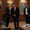 "Six Paintings, One Frame" -- A close friend of Higgins, an art connoisseur who had recently hired Magnum to test his security, is murdered, and Thomas is arrested as the main suspect, on MAGNUM P.I., Monday, Oct. 15 (9:00-10:00 PM, ET/PT) on the CBS Television Network. Pictured L-R: Raymond Lee as James Chen, Hal Ozsan as Jack Candler, and Jay Hernandez as Thomas Magnum Photo: Karen Neal/CBS ÃÂ©2018 CBS Broadcasting, Inc. All Rights Reserved