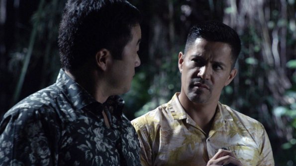 "A Kiss Before Dying" - When the Dobermans dig up what appears to be a human bone, Magnum and Higgins assist Katsumoto investigate the murder of his former mentor, on MAGNUM P.I., Monday, March 11 (9:00-10:00 PM, ET/PT) on the CBS Television Network.  Roger E. Mosley, who portrayed T.C. on the original "Magnum, P.I.," guest stars as Booky, a Vietnam veteran and barber who offers sage advice and a great haircut. Pictured L-R: Tim Kang as Det. Gordon Katsumoto and Jay Hernandez as Thomas Magnum Photo: CBS ÃÂ©2019 CBS Broadcasting, Inc. All Rights Reserved