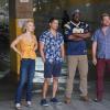 "Dead Inside" - When Katsumoto suspects that one of his fellow cops is dirty and has stolen evidence, he begrudgingly asks Magnum and Higgins for help. Also, Rick and TC help Los Angeles Rams defensive tackle Aaron Donald when his tablet, that contains the Rams\' playbook is stolen, on MAGNUM P.I., Friday, Oct. 18 (9:00-10:00 PM, ET/PT) on the CBS Television Network.  Pictured L-R: Perdita Weeks as Juliet Higgins, Jay Hernandez as Thomas Magnum, Stephen Hill as Theodore \'TC\' Calvin, and Zachary Knighton as Orville \'Rick\' Wright Photo: Karen Neal/CBS ©2019 CBS Broadcasting, Inc. All Rights Reserved