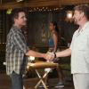 "He Came By Night" - Magnum and Higgins\' new partnership is tested when they disagree about being hired by a woman who wants them to recover her $3 million in stolen drug money in order to save her husband\'s life.  Also, TC and Shammy must get to the bottom of a potential case of someone impersonating a decorated veteran, on MAGNUM P.I., Friday, Nov. 15 (9:00-10:00 PM, ET/PT) on the CBS Television Network.  Pictured L-R: Patrick Monahan of the band Train and Zachary Knighton as Orville \'Rick\' Wright Photo: Karen Neal/CBS ©2019 CBS Broadcasting, Inc. All Rights Reserved