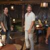 "He Came By Night" - Magnum and Higgins\' new partnership is tested when they disagree about being hired by a woman who wants them to recover her $3 million in stolen drug money in order to save her husband\'s life.  Also, TC and Shammy must get to the bottom of a potential case of someone impersonating a decorated veteran, on MAGNUM P.I., Friday, Nov. 15 (9:00-10:00 PM, ET/PT) on the CBS Television Network.   Pictured L-R: Patrick Monahan of the band Train, Zachary Knighton as Orville \'Rick\' Wright, and Jay Hernandez as Thomas Magnum Photo: Karen Neal/CBS ©2019 CBS Broadcasting, Inc. All Rights Reserved