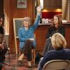 "Turkey Meatballs and a Getaway Car" -- Marjorie (Mimi Kennedy, left) happily volunteers Bonnie (Allison Janney, right) to become the secretary of their AA meeting, on MOM, Thursday, Feb. 26 (9:30-10:00 PM, ET/PT) on the CBS Television Network. Photo: Robert Voets/CBS  ÃÂ©2015 CBS Broadcasting, Inc. All Rights Reserved