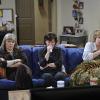 "Sick Popes and a Red Ferrari" -- Marjorie (Mimi Kennedy, left), (Beth Hall, center) and Bonnie (Allison Janney, right) watch a movie together, on MOM, Thursday, April 16 (9:30-10:00 PM, ET/PT) on the CBS Television Network. Photo: Darren Michaels/Warner Bros. Entertainment Inc. ÃÂ© 2015 WBEI. All rights reserved.