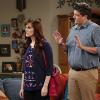 "Curious George and the Big Red Nightmare" -- Christy and Bonnie worry that Roscoe has a drug problem when Baxter and Candace catch him smoking pot, on MOM, Thursday, Date (9:01-9:31 PM, ET/PT) on the CBS Television Network. Pictured left to right: Sara Rue as Candace and Matt Jones as Baxter. Photo: Robert Voets/Warner Bros. Entertainment Inc. ÃÂ© 2016 WBEI. All rights reserved.