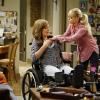 "Poodle Fuzz and a Twinge of Jealousy" -- When an injury temporarily lands Bonnie in a wheelchair, Christy is forced to take over as building manager and makes a surprising discovery, on MOM, Thursday, Nov. 30 (9:01-9:30 PM, ET/PT) on the CBS Television Network. Pictured left to right: Allison Janney as Bonnie and Anna Faris as Christy. Photo: Sonja Flemming/CBS ÃÂ©2017 CBS Broadcasting, Inc. All Rights Reserved