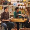 MULANEY:  Jane (Nasim Pedrad, R) explains her relationship with Lou to John (John Mulaney, L) and Motif (Seaton Smith, C) in the "World's Collide" episode of MULANEY airing Sunday, Oct. 12 (9:30-10:00 PM ET/PT) on FOX.  ©2014 Fox Broadcasting Co. Cr:  Ray Mickshaw/FOX