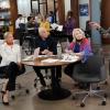 "The Girl Who Cried About Wolf"--Fearful of being scooped while legal vets her weighty investigative story, Murphy is exasperated when she learns Frank is dating an anchor, Christy Shepherd (Katie Finneran), from the competing Wolf Network, on MURPHY BROWN, Thursday, Oct. 25 (9:30-10:00 PM, ET/PT) on the CBS Television Network. Also, Murphy leads Avery on a wild goose chase when he attempts to figure out her story.  Pictured L-R: Faith Ford as Corky Sherwood, Joe Regalbuto as Frank Fontana, Candice Bergen as Murphy Brown, and Grant Shaud as Miles Silverberg Photo: John Paul Filo/CBS ÃÂ©2018 CBS Broadcasting Inc. All Rights Reserved.