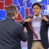 "Results May Vary" - The "Murphy in the Morning" team gears up for their live all-day coverage of the mid-term elections, again competing with Avery, who is reporting alongside John Haggerty (Peter Gallagher), the Wolf Network\'s conservative superstar.  Also, Pat is horrified when Miles forces him to wear a conservative suit after assigning him to analyze numbers and trends on-air throughout the day, on MURPHY BROWN, Thursday, Nov. 1 (9:30-10:00 PM, ET/PT) on the CBS Television Network. Pictured L-R: Grant Shaud as Miles Silverberg and Nik Dodani as Pat Patel Photo Credit: David Giesbrecht / 2018 Warner Bros. Entertainment Inc.  All Rights Reserved.