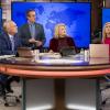 "The Coma and the Oxford Comma" - "The Murphy in the Morning" team strives to air a revealing first interview with Corky\'s beauty pageant friend (Brooke Shields), who just emerged from a 10-year coma nearly a decade after her nationally-covered "Sleeping Beauty Case" left lingering questions about the possibility of foul play, on MURPHY BROWN, Thursday, Nov. 15 (9:30-10:00 PM, ET/PT) on the CBS Television Network. Pictured L-R: Joe Regalbuto as Frank Fontana, Grant Shaud as Miles Silverberg, Candice Bergen as Murphy Brown, Faith Ford as Corky Sherwood, and Nik Dodani as Pat Patel Photo Credit: David Giesbrecht/WBTV ÃÂ©2018 Warner Bros. Entertainment Inc.  All Rights Reserved