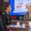 "AWOL" - A disillusioned Avery seeks career inspiration from his extended "family" at "Murphy In The Morning," while the team simultaneously tries to salvage a major exclusive that hinges on a middle-eastern source who has gone dark, on MURPHY BROWN, Thursday, Dec. 13 (9:30-10:00 PM, ET/PT) on the CBS Television Network. Pictured L-R: Joe Regalbuto as Frank Fontana, Robert Farrior as Major J.C. Stansfield, and Candice Bergen as Murphy Brown Photo Credit: David Giesbrecht/2018 Warner Bros. Entertainment Inc.  All Rights Reserved