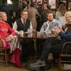 "AWOL" - A disillusioned Avery seeks career inspiration from his extended "family" at "Murphy In The Morning," while the team simultaneously tries to salvage a major exclusive that hinges on a middle-eastern source who has gone dark, on MURPHY BROWN, Thursday, Dec. 13 (9:30-10:00 PM, ET/PT) on the CBS Television Network. Pictured L-R:Faith Ford as Corky Sherwood, Grant Shaud as Miles Silverberg, Jake McDorman as Avery Brown, Candice Bergen as Murphy Brown, and Joe Regalbuto as Frank Fontana  Photo Credit: David Giesbrecht/2018 Warner Bros. Entertainment Inc.  All Rights Reserved