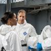"Carrier" -- NCIS Special Agent Tony DiNozzo assists the New Orleans team when a Navy Lieutenant on liberty dies of the bubonic plague.  The team races to locate all additional sailors on liberty, control a potential outbreak and determine the source of the highly infectious disease, on NCIS: NEW ORLEANS, Sept 30, 2014 (9:00-10:00, ET/PT), on the CBS Television Network.Pictured L-R: Erika Alexander as Navy Commander Louanne Bates, Scott Bakula as Special Agent Dwayne Pride, and Michael Weatherly as NCIS Special Agent Tony DiNozzo Photo: Skip Bolen/CBS ÃÂ©2014 CBS Broadcasting, Inc. All Rights Reserved