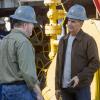 "Hell on High Water" -- After Pride travels to a deep sea oil rig for a murder investigation, the team uncovers a gas leak that\'s on the verge of causing a catastrophic explosion. Also, Sebastian starts his NCIS special agent training at FLETEC, on NCIS: NEW ORLEANS, Tuesday, Jan. 24 (10:00-11:00 PM, ET/PT) on the CBS Television Network.  Pictured L-R: Jim Beaver as Rig Manager Jackson Hauser and Scott Bakula as Special Agent Dwayne Pride Photo: Skip Bolen/CBS ÃÂ©2016 CBS Broadcasting, Inc. All Rights Reserved