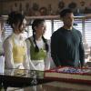 Nancy Drew -- "The Mark of the Poisoner\'s Pearl" -- Image Number: NCD110b_0045b.jpg -- Pictured (L-R): Maddison Jaizani as Bess, Leah Lewis as George and Tunji Kasim as Nick -- Photo: Bettina Strauss/The CW -- © 2020 The CW Network, LLC. All Rights Reserved.