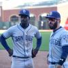 PITCH: L-R: Mo McRae and Mark-Paul Gosselaar in the all-new “San Francisco” episode of PITCH airing Thursday, Nov. 10 (8:59-10:00 PM ET/PT) on FOX.CR: Ray Mickshaw / FOX. © 2016 FOX Broadcasting Co.
