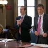 RAKE: Keegan (Greg Kinnear, R) defends his client (guest star Dennis O'Hare, C) in the &quot;Cannibal&quot; episode of RAKE airing Thursday, Feb. 13 (9:00-10:00 PM ET/PT) on FOX.  Also pictured:  Tara Summers, L. &#xa9;2014 Fox Broadcasting Co.  Cr: Jaimie Trueblood/FOX
