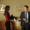 RAKE:  Keegan (Greg Kinnear, R) meets his new assistant (guest star Kelly Frye, L) on his first day woking at Ben's law firm in the "Staple Holes" episode of RAKE airing Thursday, March 13 (9:00-10:00 PM ET/PT) on FOX.  ©2014 Fox Broadcasting Co.  Cr:  Ray Mickshaw/FOX