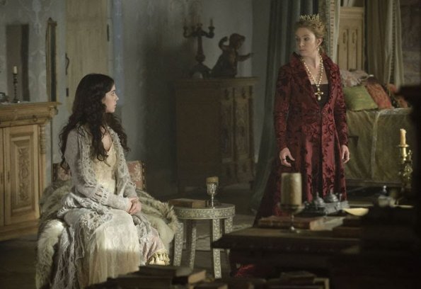 Reign -- â€œChosenâ€ -- Image Number: RE106b_0199.jpg -- Pictured (L-R): Adelaide Kane as Mary, Queen of Scots and Megan Follows as Queen Catherine -- Photo: Ben Mark Holzberg/The CW -- Â© 2013 The CW Network, LLC. All rights reserved.