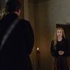 Reign -- "Drawn & Quartered" -- Image Number: RE202a_0225.jpg -- Pictured (L-R): Michael Therriault as Lord Castleroy (back to camera) and Celina Sinden as Greer -- Photo: Ben Mark Holzberg/The CW -- ÃÂ© 2014 The CW Network, LLC. All rights reserved.