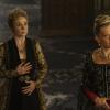 Reign -- "Hanging Swords" -- Image Number: RE407b_0287.jpg -- Pictured (L-R): Megan Follows as Catherine de Medici and Anastasia Phillips as Leeza -- Photo: Ben Mark Holzberg/The CW -- ÃÂ© 2017 The CW Network, LLC. All Rights Reserved