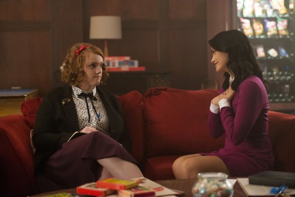 Riverdale -- "Chapter Nine: La Grande Illusion" -- Image Number: RVD109a_0356.jpg -- Pictured (L-R): Shannon Purser as Ethel Muggs and Camila Mendes as Veronica Lodge -- Photo: Diyah Pera/The CW -- ÃÂ© 2017 The CW Network. All Rights Reserved