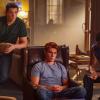 Riverdale -- "Chapter Sixty: Dog Day Afternoon" -- Image Number: RVD403b_0342.jpg -- Pictured (L-R): Casey Cott as Kevin, KJ Apa as Archie and Eli Goree as Munroe -- Photo: Colin Bentley/The CW -- © 2019 The CW Network, LLC. All Rights Reserved.