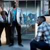 ROSEWOOD: Pictured L-R: Jaina Lee Ortiz, Morris Chestnut and guest star Austin Dillon in the "Blistering Heat & Brotherly Love" season finale episode of ROSEWOOD airing Friday, April 28 (8:00-9:00 PM ET/PT) on FOX. ©2017 Fox Broadcasting Co. CR: Ray Mickshaw/FOX