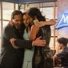 Roswell, New Mexico -- "Stay (I Missed You)" -- Image Number: ROS201e_0140b  -- Pictured (L-R): Carlos Compean as Arturo, Jeanine Mason as Liz, Heather Hemmens as Maria -- Photo: Ursula Coyote/The CW -- © 2020 The CW Network, LLC. All rights reserved