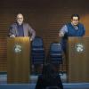 "Dirty Seeds, Done Dirt Cheap" -- When a simple mission to protect a vital seed bank goes awry, Team Scorpion must save Happy, Sylvester and Cabe, who begin suffering from life-threatening, fear-based hallucinations, on SCORPION, Monday, Feb. 20 (10:00-11:00 PM, ET/PT) on the CBS Television Network. Pictrued:  Amir Korangy, Ari Stidham.   Photo: Sonja Flemming/CBS ÃÂ©2017 CBS Broadcasting, Inc. All Rights Reserved