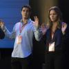 "Sci Hard" -- While attending a tech convention, Team Scorpion is taken hostage by a group attempting a virtual heist, on SCORPION, Monday, Oct. 23 (10:00-11:00 PM, ET/PT) on the CBS Television Network. Pictured: Elyes Gabel, Katharine McPhee, Amir Talai.   Photo: Bill Inoshita/CBS ÃÂ©2017 CBS Broadcasting, Inc. All Rights Reserved