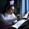 SCREAM QUEENS: L-R: Lea Michele and August Emerson in the all-new “Blood Drive” episode of SCREAM QUEENS airing Tuesday, Nov. 15 (9:01-10:00 PM ET/PT) on FOX. Cr: Michael Becker / FOX. © 2016 FOX Broadcasting Co.