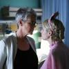 SCREAM QUEENS: L-R: Jamie Lee Curtis and Emma Roberts in the all-new “Blood Drive” episode of SCREAM QUEENS airing Tuesday, Nov. 15 (9:01-10:00 PM ET/PT) on FOX. Cr: Michael Becker / FOX. © 2016 FOX Broadcasting Co.