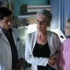 SCREAM QUEENS: L-R: John Stamos, Jamie Lee Curtis and Emma Roberts in the all-new “Blood Drive” episode of SCREAM QUEENS airing Tuesday, Nov. 15 (9:01-10:00 PM ET/PT) on FOX. Cr: Michael Becker / FOX. © 2016 FOX Broadcasting Co.