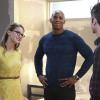 "Worlds Finest" -- Kara (Melissa Benoist, left) gains a new ally when the lightning-fast superhero The Flash (Grant Gustin, right) suddenly appears from an alternate universe and helps Kara battle Siobhan, aka Silver Banshee, and Livewire in exchange for her help in finding a way to return him home, on SUPERGIRL, Monday, March 28 (8:00-9:00 PM, ET/PT) on the CBS Television Network. Also pictured: Mehcad Brooks (center) Photo: Michael Yarish/Warner Bros. Entertainment Inc. ÃÂ© 2016 WBEI. All rights reserved.