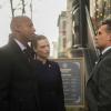 Supergirl -- "For Good" -- Image Number: SPG312b_0216.jpg -- Pictured (L-R): Mehcad Brooks as James Olsen, Katie McGrath as Lena Luthor and Adrian Pasdar as Morgan Edge -- Photo: Diyah Pera/The CW -- ÃÂ© 2018 The CW Network, LLC. All Rights Reserved.